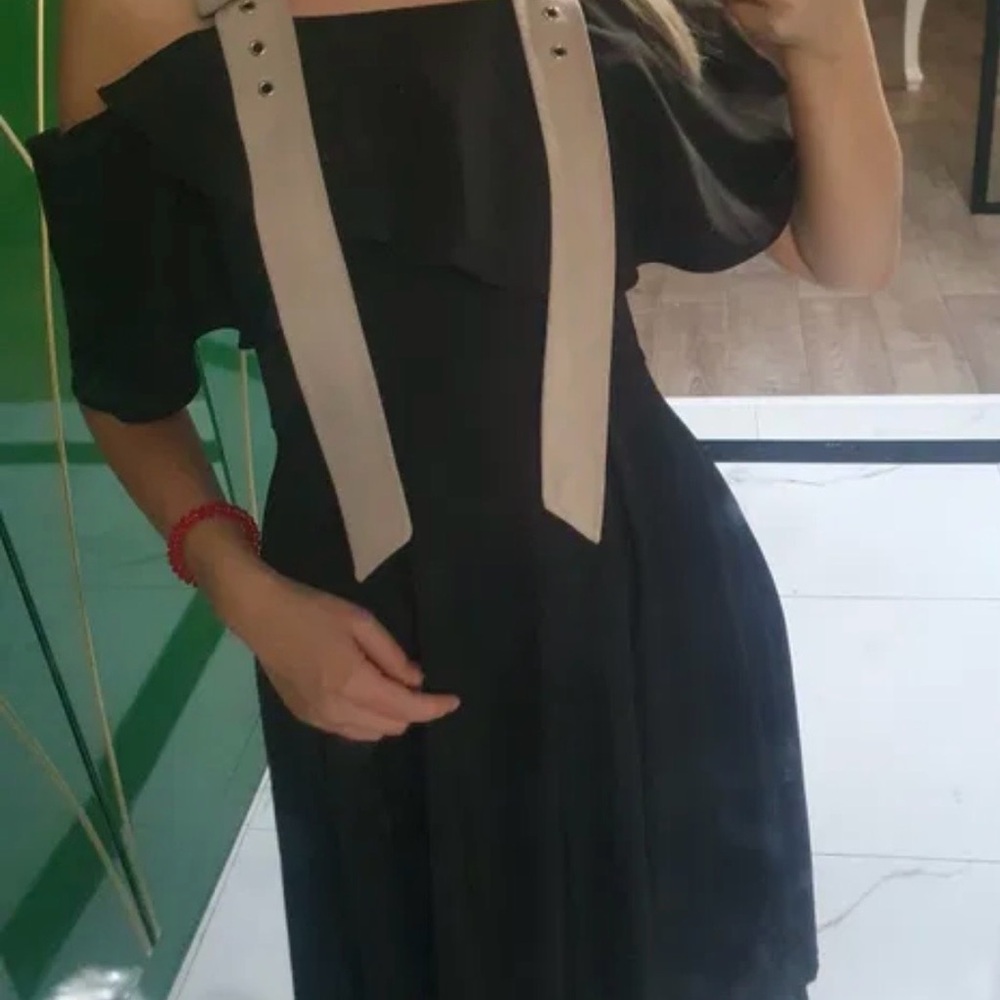 K-Fashion Off-Shoulder Strap Detail Midi Dress Bold Minimalist Style
